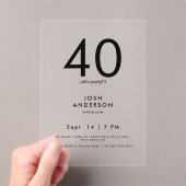 Invitations En Acrylique Soirée du 40e anniversaire (In situ (ordinateur de poche))