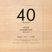 Invitations En Acrylique Soirée du 40e anniversaire (Recto)