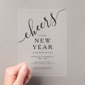 Invitations En Acrylique Soirée du Nouvel An Elegant Script (In situ (ordinateur de poche))