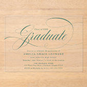 Invitations En Acrylique Soirée élégante de Graduation de Script Vert (Recto)