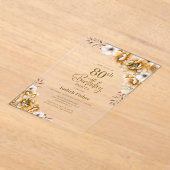 Invitations En Acrylique Soirée florale orange 80e anniversaire (Poser)