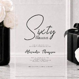 Invitations En Acrylique Soixante ans et fabuleux texte pour fête d'anniver