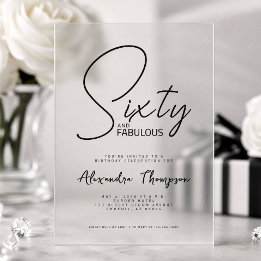 Invitations En Acrylique Soixante ans et fabuleux texte pour fête d'anniver