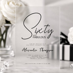 Invitations En Acrylique Soixante ans et fabuleux texte pour fête d'anniver