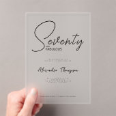 Invitations En Acrylique Soixante-dix ans et Fabuleux Script Fête d'anniver (In situ (ordinateur de poche))