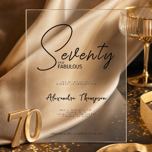 Invitations En Acrylique Soixante-dix ans et Fabuleux Script Fête d'anniver