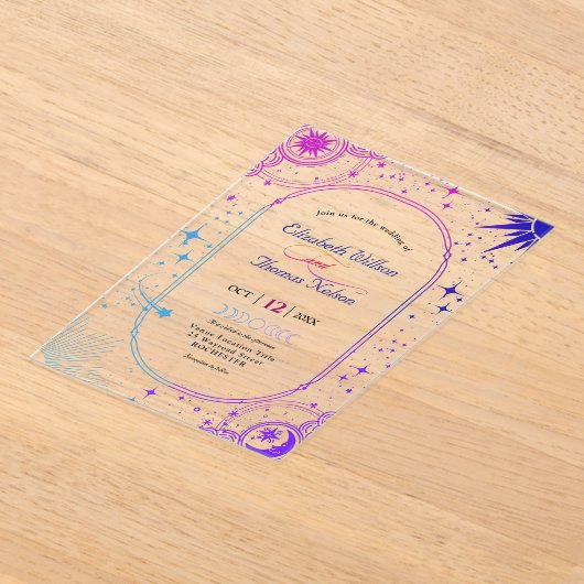 Invitations En Acrylique Soleil céleste et mariage de lune (Poser)