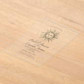 Invitations En Acrylique Soleil d'or céleste, Etoiles Marine Fête des marié (Poser)