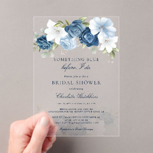 Invitations En Acrylique Something Blue Floral Before I Do Baby Shower