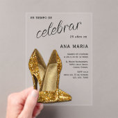 Invitations En Acrylique Sophisticated Gold Spanish Feminine Birthday  (In situ (ordinateur de poche))