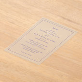 Invitations En Acrylique Sophisticated Navy Initials (Poser)