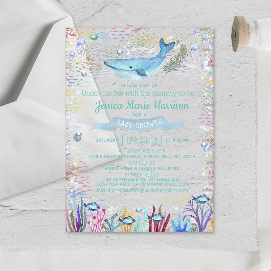 Invitations En Acrylique Sous la mer | Baby shower à thème océanique