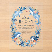 Invitations En Acrylique Sous la mer C'est un Baby shower bleu garçon (Recto)