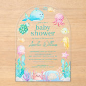 Invitations En Acrylique Sous le Baby shower Sea Adventure (Recto)