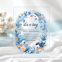 Sous l'océan C'est un garçon Baby Shower Bleu