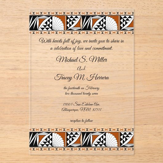 Invitations En Acrylique Southwest Sunrise (Recto)