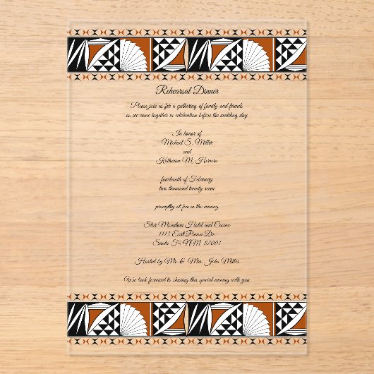 Invitations En Acrylique Southwest Sunrise (Recto)