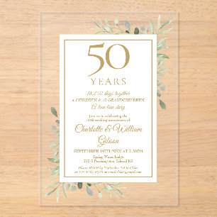 Invitations En Acrylique Souvenirs de 50e anniversaire de mariage Verdure