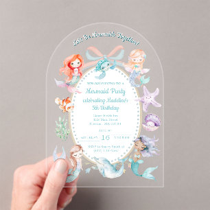 Invitations En Acrylique Soyons sirènes ensemble Fête de la sirène Annivers