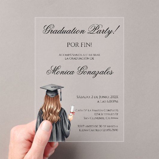 Invitations En Acrylique Spanish graduation  (In situ (ordinateur de poche))