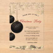 Invitations En Acrylique Sparkle Snowflakes Black Balls Corporate Christmas (Recto)
