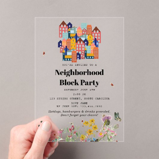 Invitations En Acrylique Spring Neighborhood BBQ Block Party (In situ (ordinateur de poche))