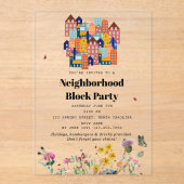 Invitations En Acrylique Spring Neighborhood BBQ Block Party (Recto)