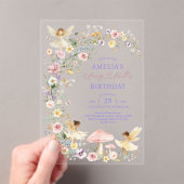 Invitations En Acrylique Spring Wildflower Fairy First 1st Birthday (In situ (ordinateur de poche))