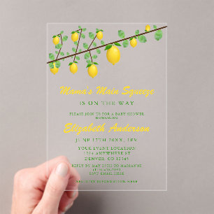Invitations En Acrylique Squeeze Lemon principal Baby shower neutre pour le