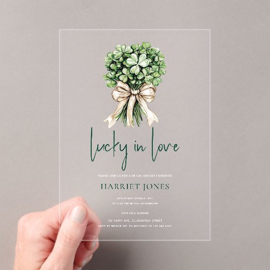 Invitations En Acrylique St Patrick’s Bridal Shower Clover Bouquet (In situ (ordinateur de poche))