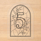 Invitations En Acrylique Stained Glass Style Table Number Five (Recto)