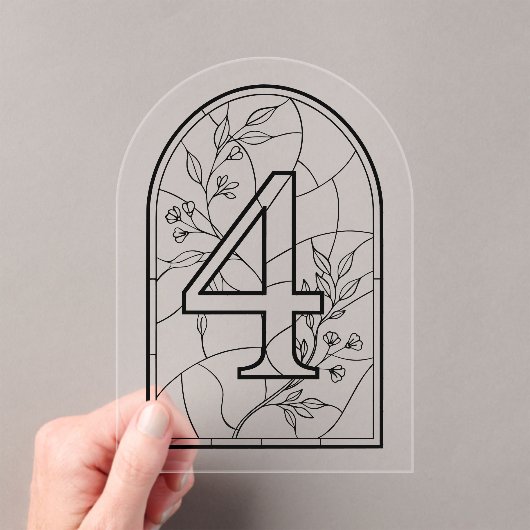 Invitations En Acrylique Stained Glass Style Table Number Four (In situ (ordinateur de poche))