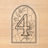 Invitations En Acrylique Stained Glass Style Table Number Four (Recto)