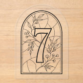 Invitations En Acrylique Stained Glass Style Table Number Seven (Recto)