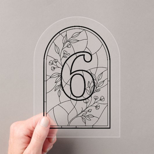 Invitations En Acrylique Stained Glass Style Table Number Six (In situ (ordinateur de poche))