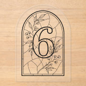 Invitations En Acrylique Stained Glass Style Table Number Six (Recto)