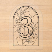 Invitations En Acrylique Stained Glass Style Table Number Three (Recto)