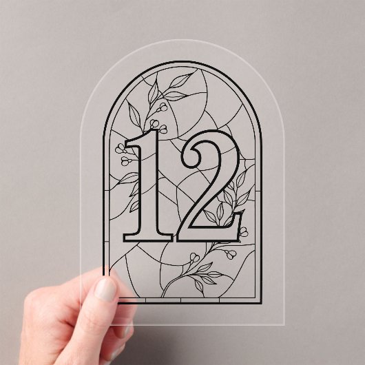Invitations En Acrylique Stained Glass Style Table Number Twelve (In situ (ordinateur de poche))