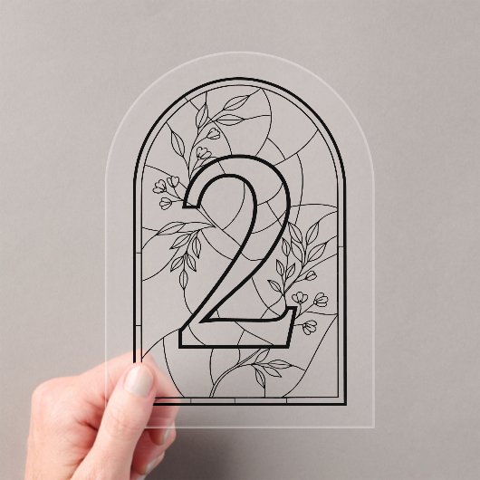 Invitations En Acrylique Stained Glass Style Table Number Two (In situ (ordinateur de poche))