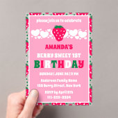 Invitations En Acrylique Strawberry First Birthday Celebration (In situ (ordinateur de poche))