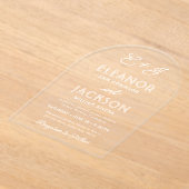 Invitations En Acrylique Style Déco Typographie & Monogramme Arche Mariage (Poser)