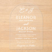 Invitations En Acrylique Style Déco Typographie & Monogramme Arche Mariage (Recto)