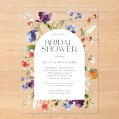 Invitations En Acrylique Stylish Fantasy Floral Bridal Shower (Recto)
