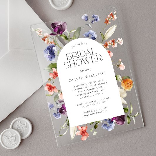 Invitations En Acrylique Stylish Fantasy Floral Bridal Shower