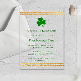 Invitations En Acrylique Stylish Gold Foil Saint-Patrick 1er Anniversaire