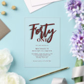 Invitations En Acrylique Stylish Red Script Quarante 40e Anniversaire Adult (Insitu (Mariage))