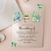 Invitations En Acrylique Succulent Greenery Cactus Pots Wedding