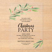 Invitations En Acrylique Succursale et fête de Noël des baies (Recto)