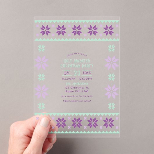 Invitations En Acrylique Sugar Plum Frost Doux moche fête de Noël (In situ (ordinateur de poche))