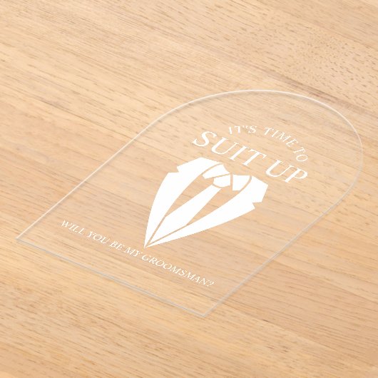 Invitations En Acrylique "SUIT UP" Mariage costume et Cravate Groomsman Pro (Poser)
